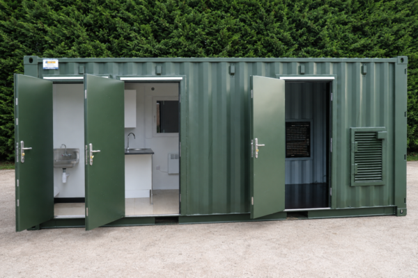 Bespoke construction site welfare container manufactured by I T Williams